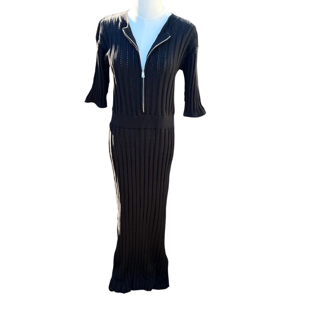 Varley Malia Knit Midi Dress Black Sz L - Picture 5 of 7